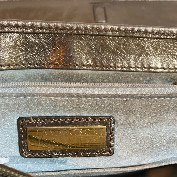 Lambertson truex gold metallic leather satchel bag - Picture 10 of 11